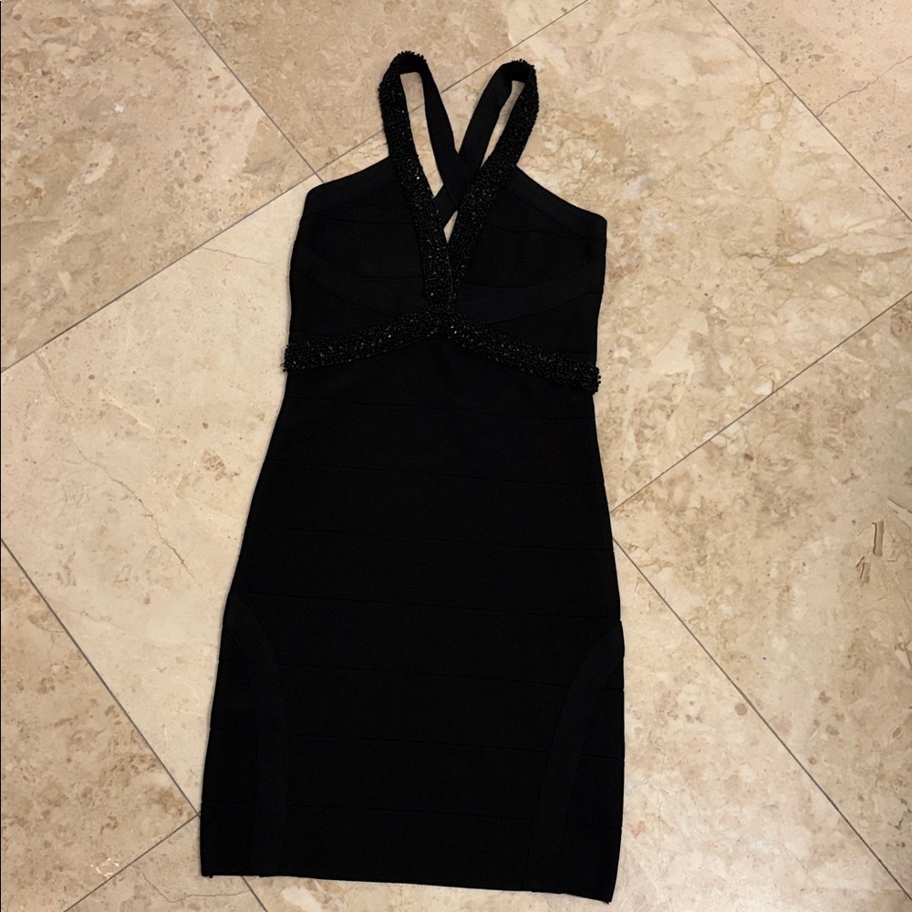 Elegant Black Bandage Women's Dress